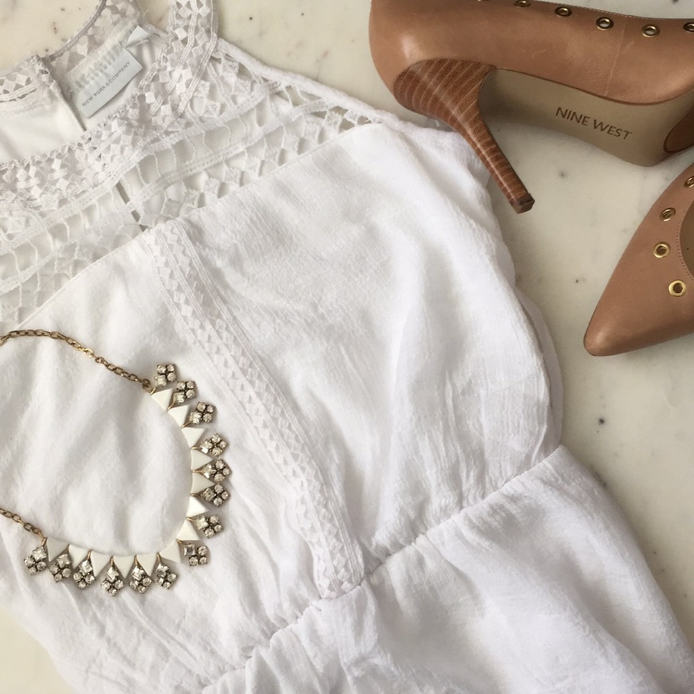White crochet maxi dress, adorable for summer!